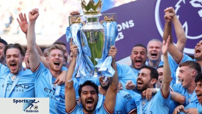 Man City celebrates its Premier League championship win.